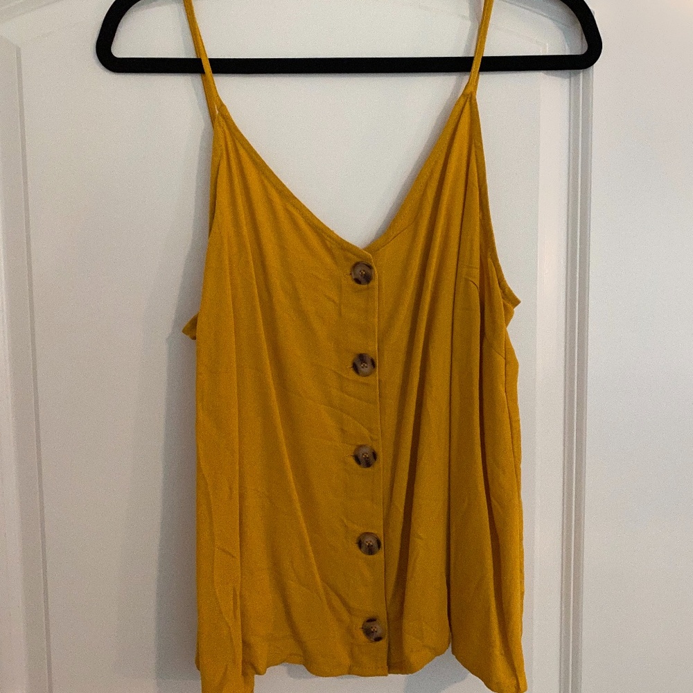 Urban Romantics mustard color button up tank